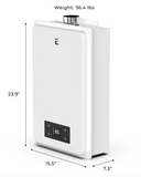 Eccotemp - Builder Series 6.0 GPM Indoor Natural Gas Tankless Water Heater, dimensions